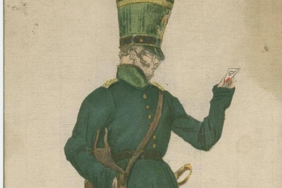 Открытка почтовая. Почтальон. Начало ХХ века. Из фондов музея